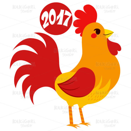 2017 Rooster Zodiac Sign Clipart Vector Illustration 03183