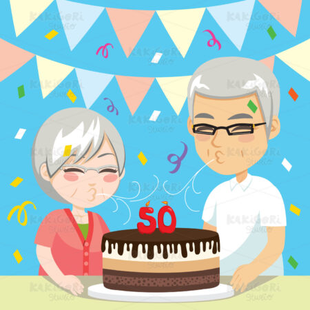 50 Anniversary Senior Couple Clipart Vector Illustration 04792