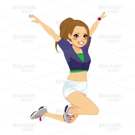 Aerobic Jumping Girl Clipart Vector Illustration 02144