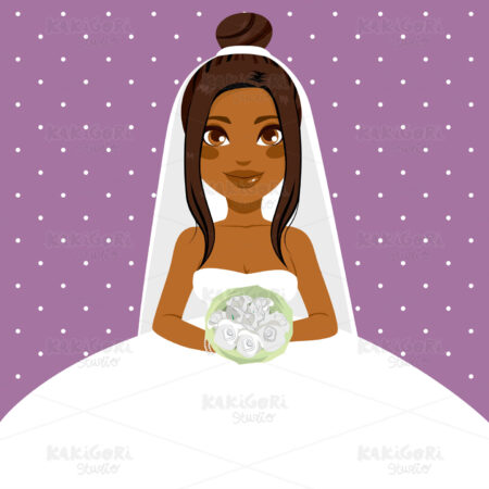 African American Bride Invitation Template Clipart Vector Illustration 03191