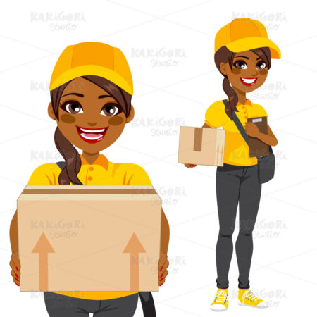 African American Courier Clipart Vector Illustration 03099