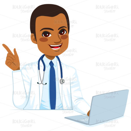 African American Doctor Clipart Vector Illustration 04040