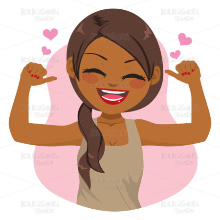 African American Girl Self Esteem Clipart Vector Illustration 04697