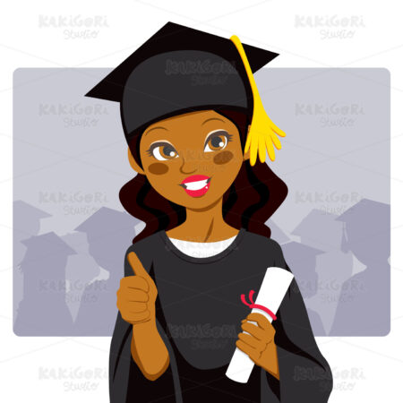 African American Graduate Clipart Vector Illustration 00532
