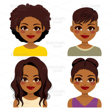 African American Hairstyle Clipart Vector Illustration 03560