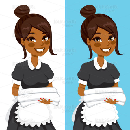 African American Housekeeping Woman Clipart Vector Illustration 02018
