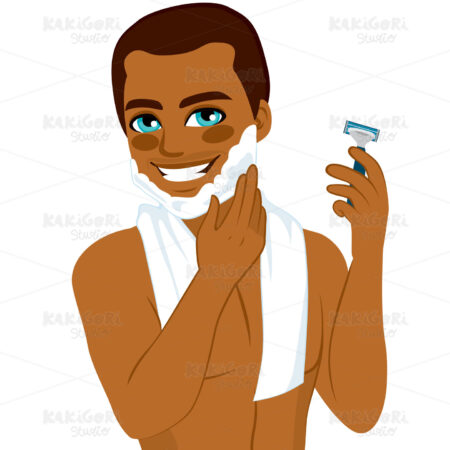 African American Man Shaving Clipart Vector Illustration 02915