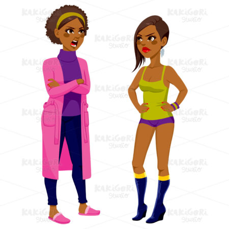 African American Mother Angry Clipart Vector Illustration 01967