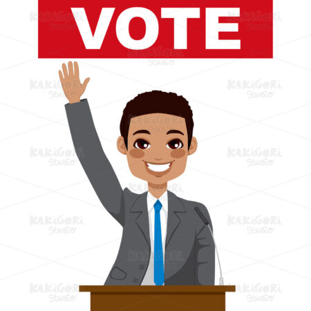 African American Politician Giving Speech Clipart Vector Illustration 01601
