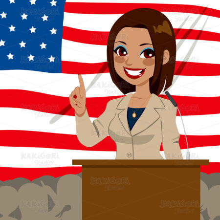 African American Politician Woman Flag Clipart Vector Illustration 01602