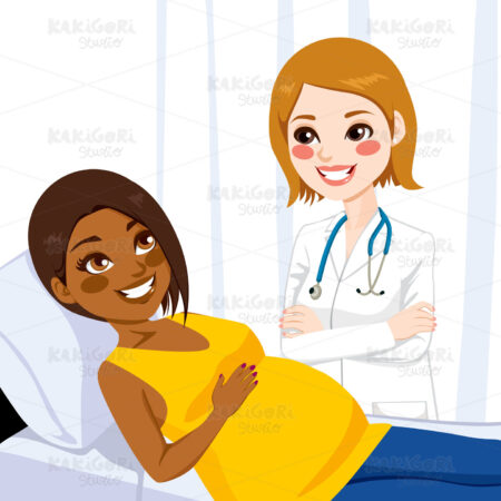 African American Pregnant Woman Clipart Vector Illustration 02005
