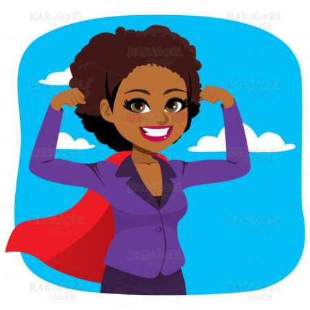 African American Super Businesswoman Clipart Vector Illustration 04493