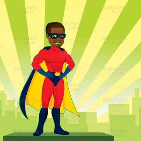 African American Super Hero Clipart Vector Illustration 04494