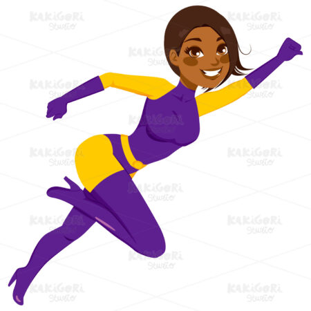 African American Super Hero Woman Clipart Vector Illustration 01829