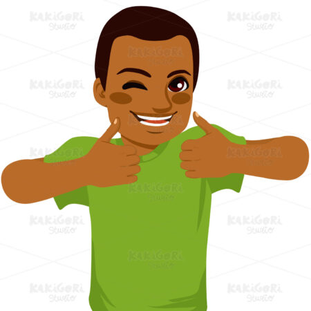 African American Thumbs Up Man Clipart Vector Illustration 02049