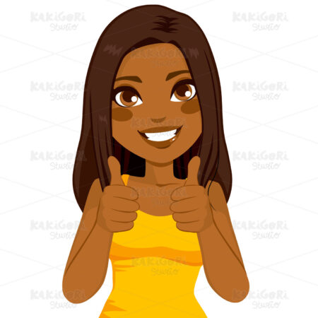 African American Thumbs Up Woman Clipart Vector Illustration 02047