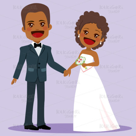 African American Wedding Clipart Vector Illustration 04703