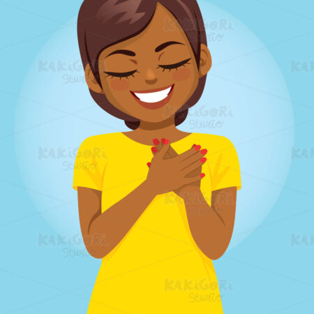 African American Woman Love Expression Clipart Vector Illustration 04958