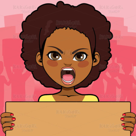 African American Woman Protest Clipart Vector Illustration 04713