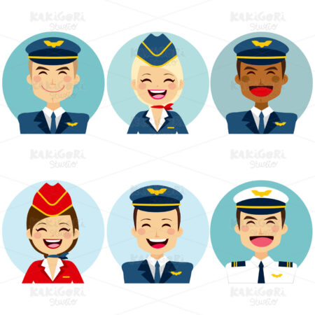 Air Crew Avatars Clipart Vector Illustration 02973