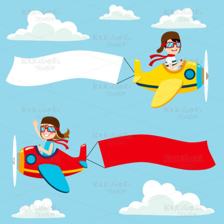 Airplane Blank Banner Clipart Vector Illustration 02977
