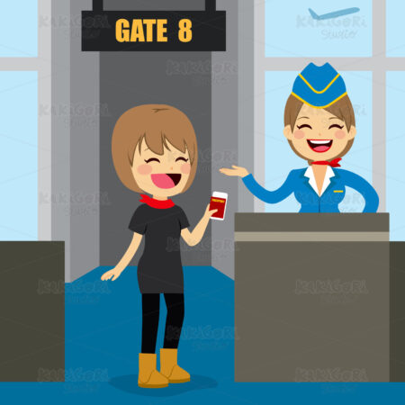 Airport Boarding Gate Clipart Vector Illustration 02999