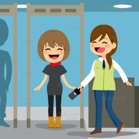 Airport Security Checkpoint Clipart Vector Illustration 03001