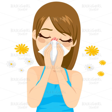 Allergy Suffering Woman Clipart Vector Illustration 02009