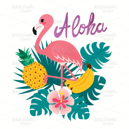 Aloha Flamingo Print Design Clipart Vector Illustration 04653