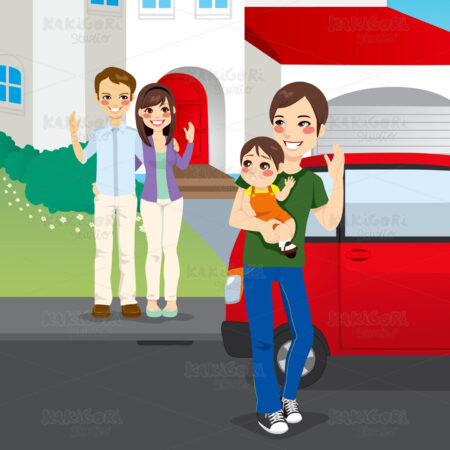 Amicably Divorced Family Clipart Vector Illustration 01126