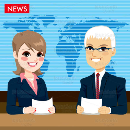 Anchors Reporting News Clipart Vector Illustration 02686