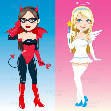 Angel and Demon Clipart Vector Illustration 00649