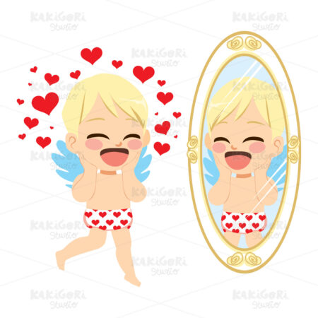 Angel Cupid Mirror Clipart Vector Illustration 03939