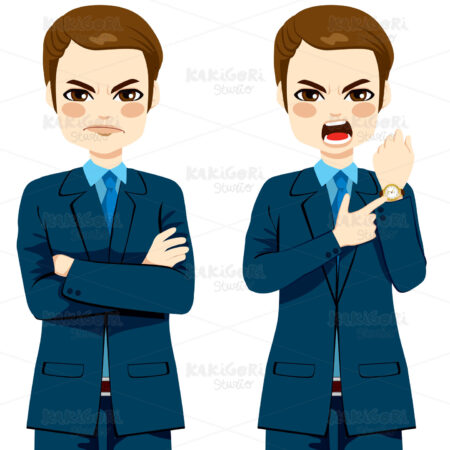 Angry Businessman Late Concept Clipart Vector Illustration 01378