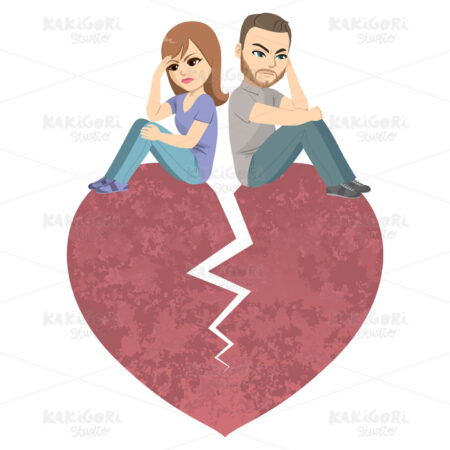 Angry Divorce Couple Heart Clipart Vector Illustration 04285