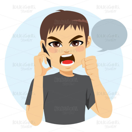 Angry Man Phone Clipart Vector Illustration 03812