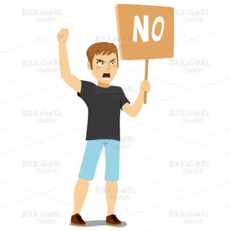 Angry Man Protest Clipart Vector Illustration 03799