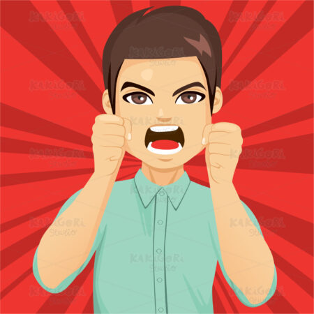 Angry Man Shaking Fists Clipart Vector Illustration 04798