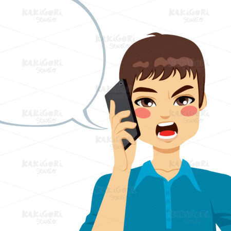 Angry Phone Conversation Clipart Vector Illustration 01264