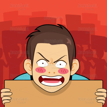 Angry Protester Holding Cardboard Clipart Vector Illustration 04708