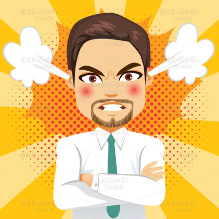 Angry Steam Businessman Clipart Vector Illustration 04438