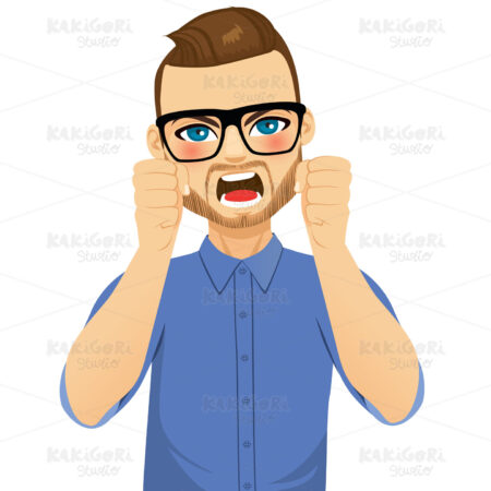 Angry Stressed Man Clipart Vector Illustration 04699