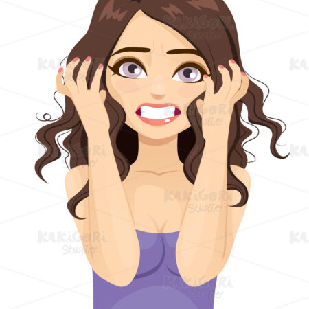 Angry Stressed Woman Furious Breakdown Clipart Vector Illustration 04857