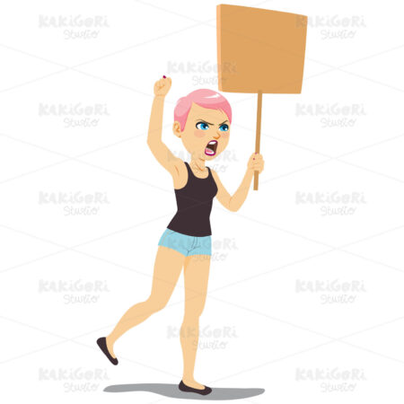 Angry Woman Protest Clipart Vector Illustration 03796