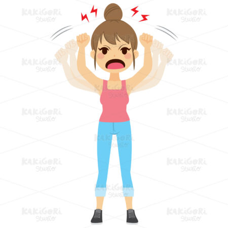 Angry Woman Shaking Fists Clipart Vector Illustration 03375