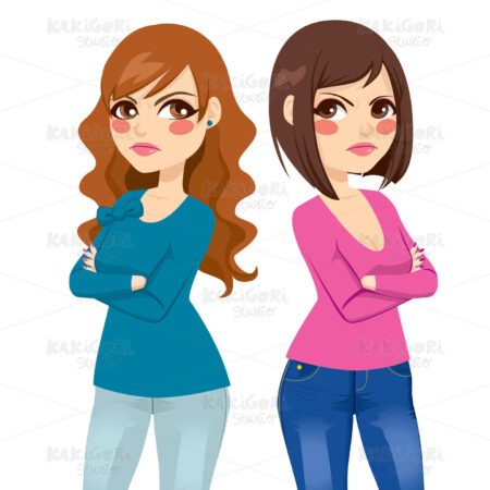 Angry Women Friends Clipart Vector Illustration 01486
