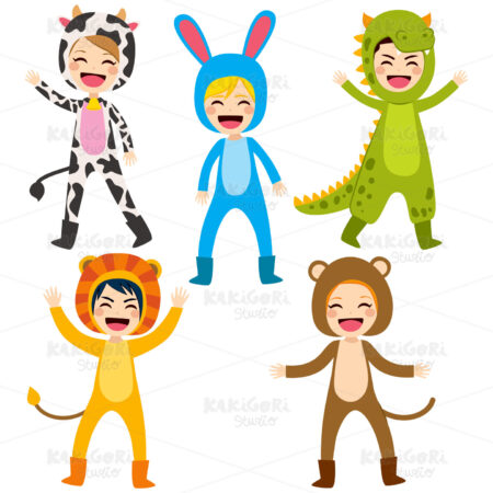 Animal Costume Children Clipart Vector Illustration 02404