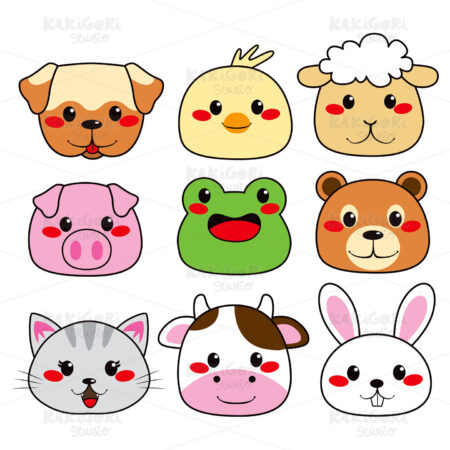 Animal Face Collection Clipart Vector Illustration 00878