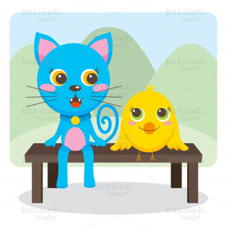 Animal Friends Forever Clipart Vector Illustration 00371