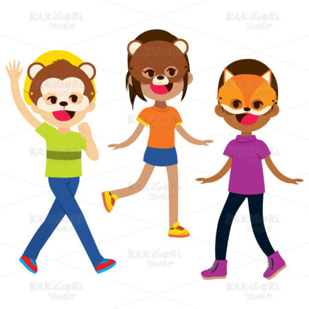 Animal Masks Kids Clipart Vector Illustration 03299